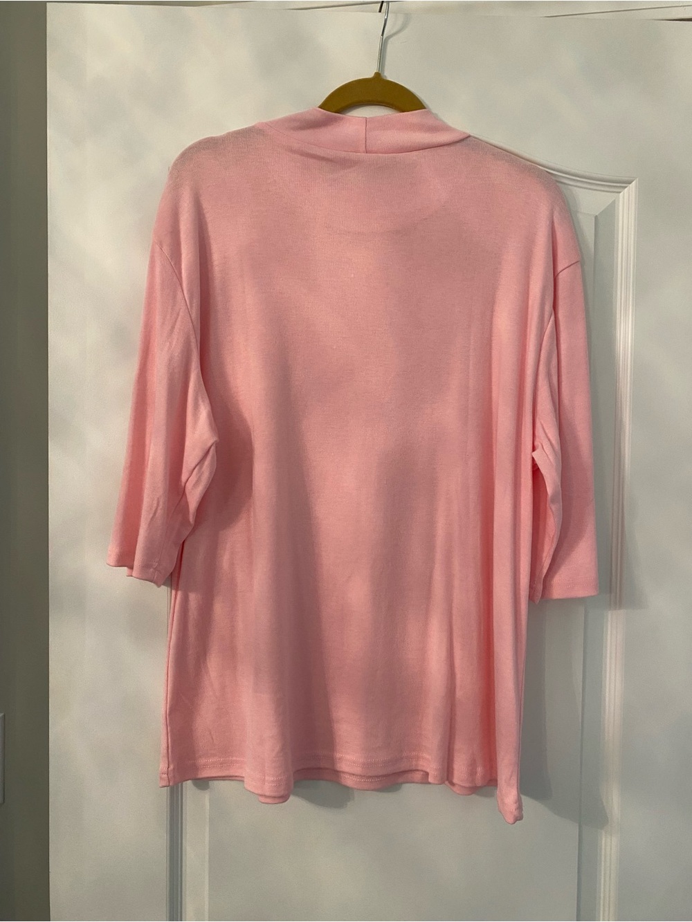 Macy's Light Pink Mock Neck Short Sleeve Tee - Picture 3 of 3